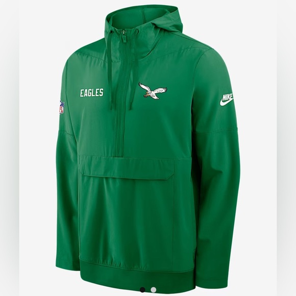 Philadelphia Eagles Men's Nike NFL 1/2-Zip Hooded Jacket - Kelly Green, Small - Picture 1 of 6